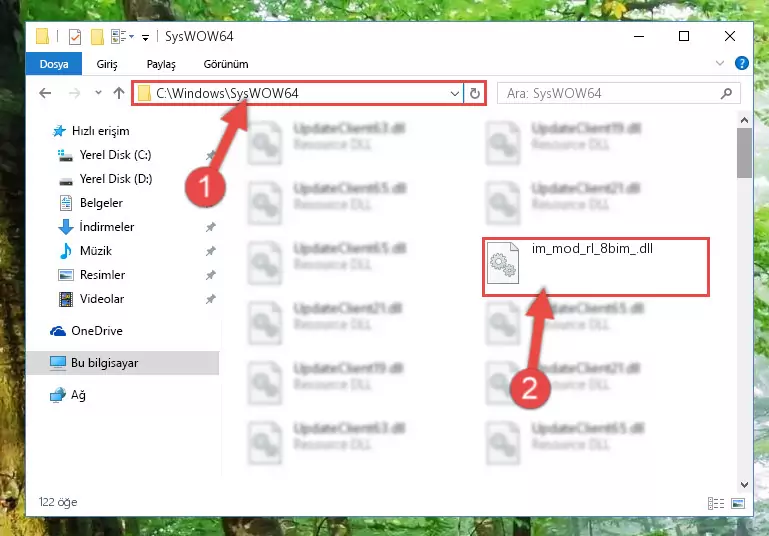 Im_mod_rl_8bim_.dll kütüphanesini Windows/sysWOW64 klasörüne kopyalama