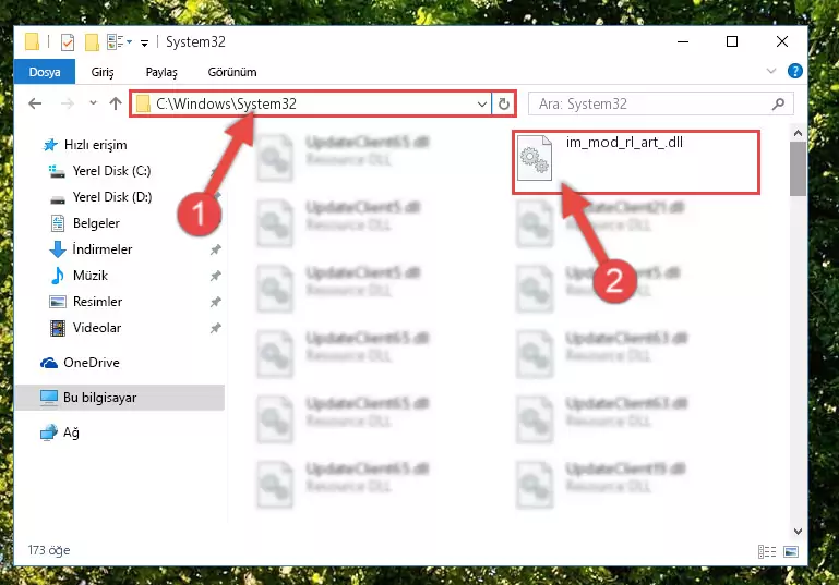 Im_mod_rl_art_.dll kütüphanesini Windows/System32 klasörüne yapıştırma