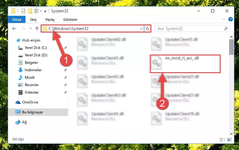 Im_mod_rl_avi_.dll kütüphanesini Windows/System32 klasörüne kopyalama