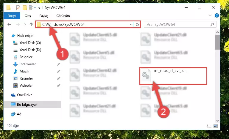 Im_mod_rl_avi_.dll kütüphanesini Windows/sysWOW64 klasörüne kopyalama