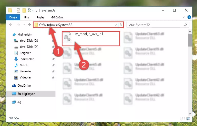 Im_mod_rl_avs_.dll kütüphanesini Windows/System32 klasörüne kopyalama