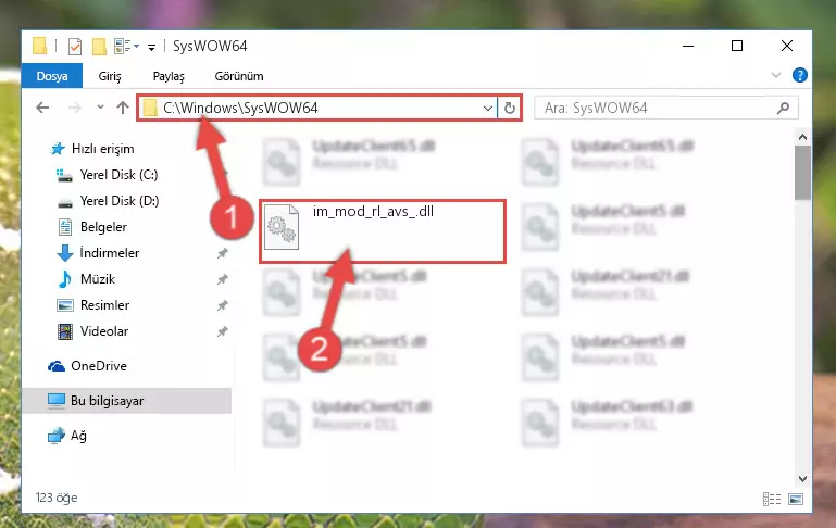 Im_mod_rl_avs_.dll kütüphanesini Windows/sysWOW64 klasörüne yapıştırma