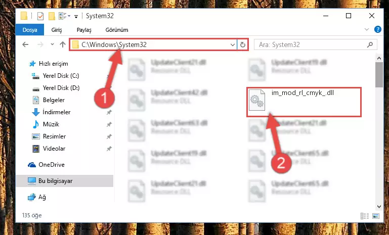 Im_mod_rl_cmyk_.dll kütüphanesini Windows/sysWOW64 klasörüne yapıştırma