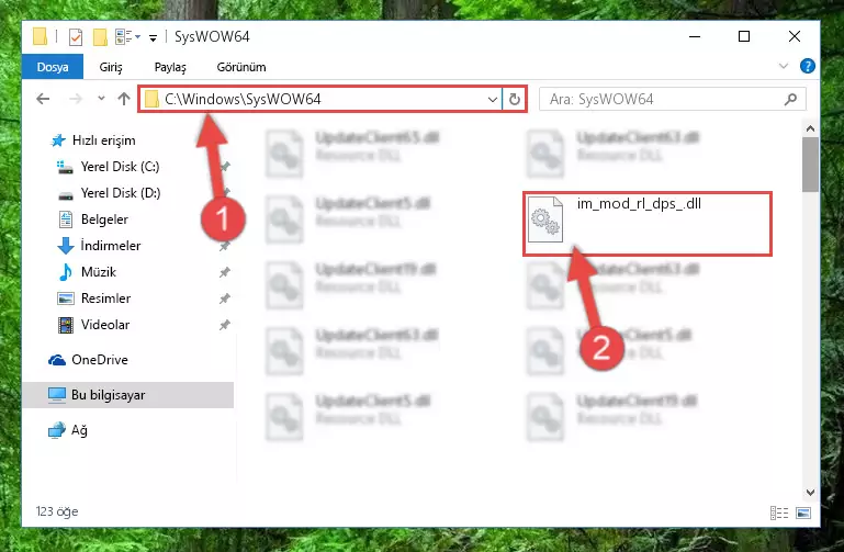 Im_mod_rl_dps_.dll kütüphanesini Windows/sysWOW64 klasörüne kopyalama