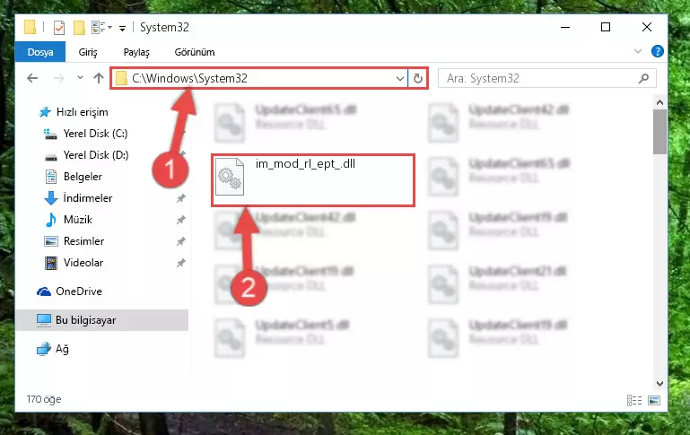 Im_mod_rl_ept_.dll kütüphanesini Windows/System32 klasörüne yapıştırma