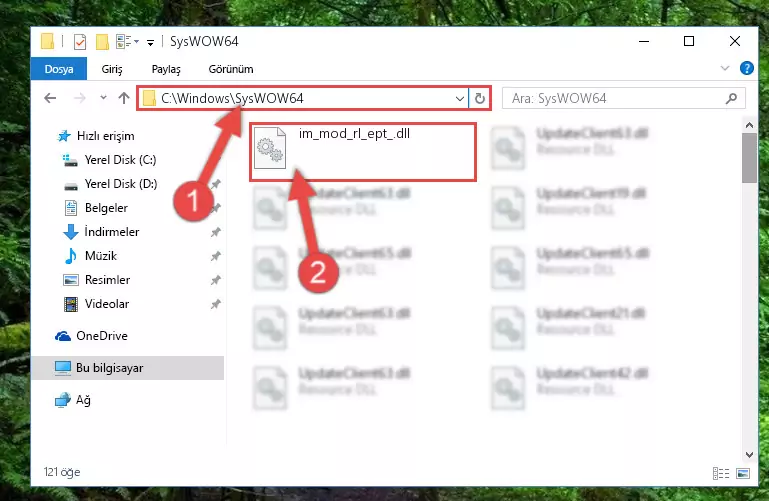 Im_mod_rl_ept_.dll kütüphanesini Windows/sysWOW64 klasörüne yapıştırma
