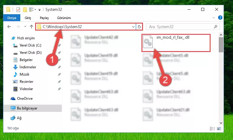 Im_mod_rl_fax_.dll kütüphanesini Windows/System32 klasörüne yapıştırma