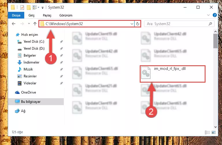 Im_mod_rl_fpx_.dll kütüphanesini Windows/sysWOW64 klasörüne yapıştırma