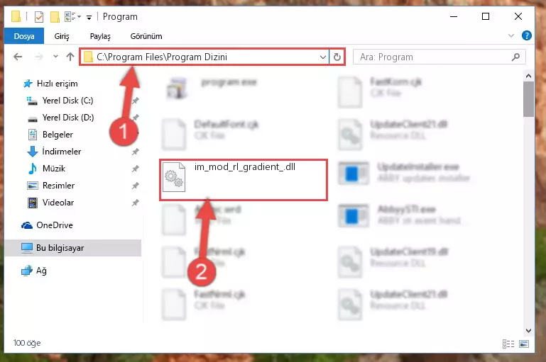 Im_mod_rl_gradient_.dll dosyasını seçili hale getirme