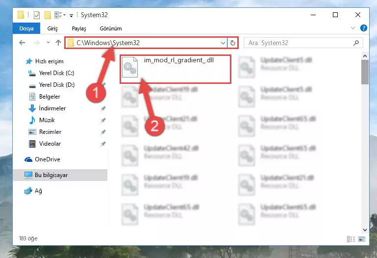 Im_mod_rl_gradient_.dll dosyasını Windows/sysWOW64 dizinine yapıştırma