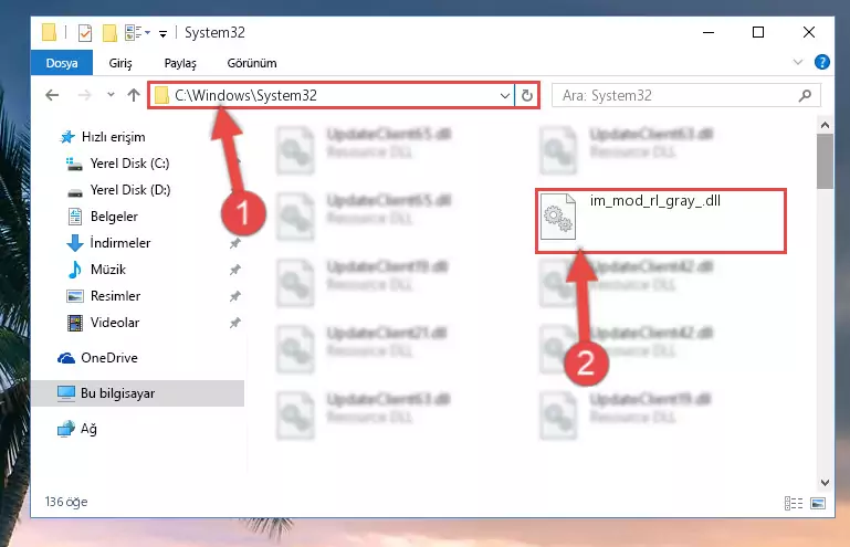 Im_mod_rl_gray_.dll dosyasını Windows/sysWOW64 dizinine yapıştırma