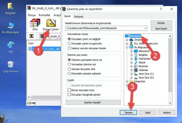 Im_mod_rl_icm_.dll kütüphanesini Windows/System32 klasörüne kopyalama