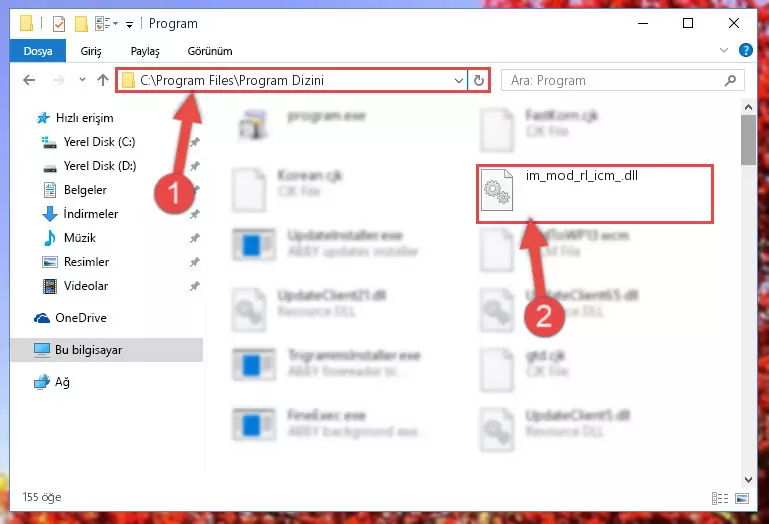 Im_mod_rl_icm_.dll kütüphanesini seçili hale getirme