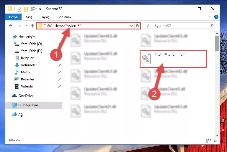 Im_mod_rl_icm_.dll kütüphanesini Windows/sysWOW64 klasörüne yapıştırma