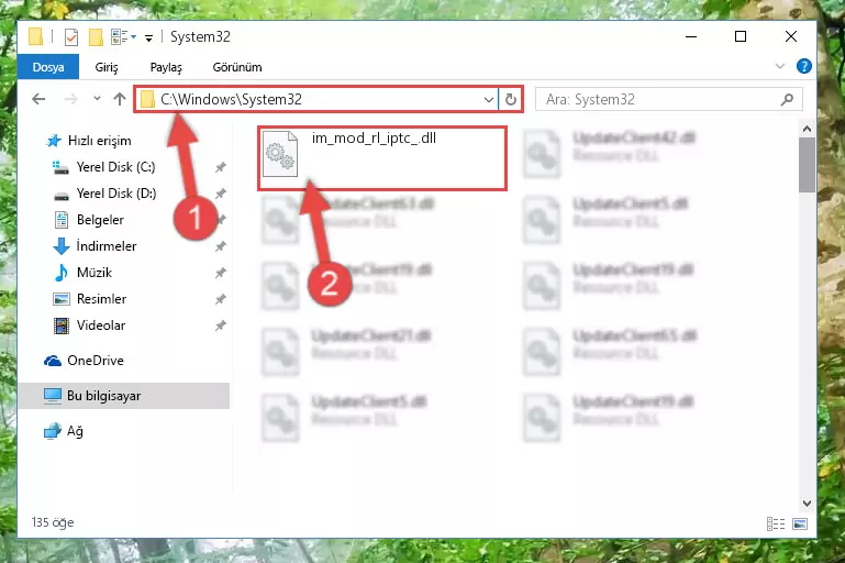 Im_mod_rl_iptc_.dll dosyasını Windows/System32 dizinine yapıştırma