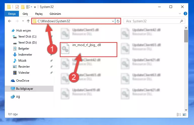 Im_mod_rl_jbig_.dll kütüphanesini Windows/System32 klasörüne kopyalama