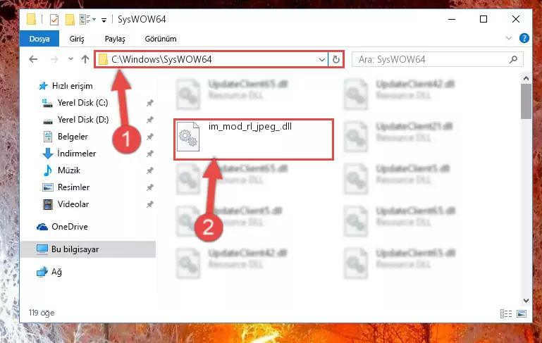 Im_mod_rl_jpeg_.dll kütüphanesini Windows/sysWOW64 klasörüne kopyalama