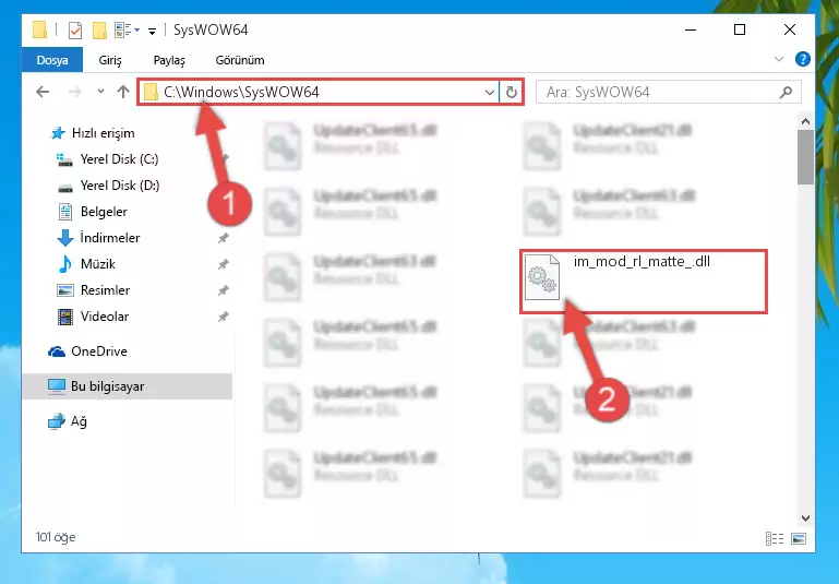 Im_mod_rl_matte_.dll dosyasını Windows/sysWOW64 dizinine yapıştırma