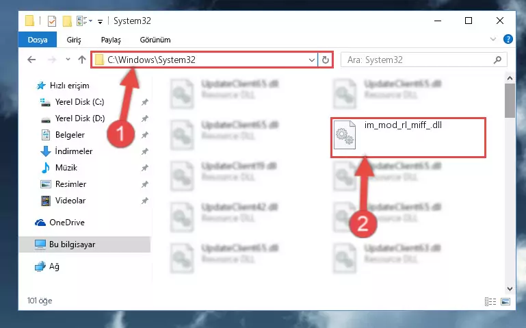 Im_mod_rl_miff_.dll kütüphanesini Windows/System32 klasörüne yapıştırma