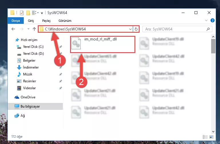 Im_mod_rl_miff_.dll kütüphanesini Windows/sysWOW64 klasörüne yapıştırma