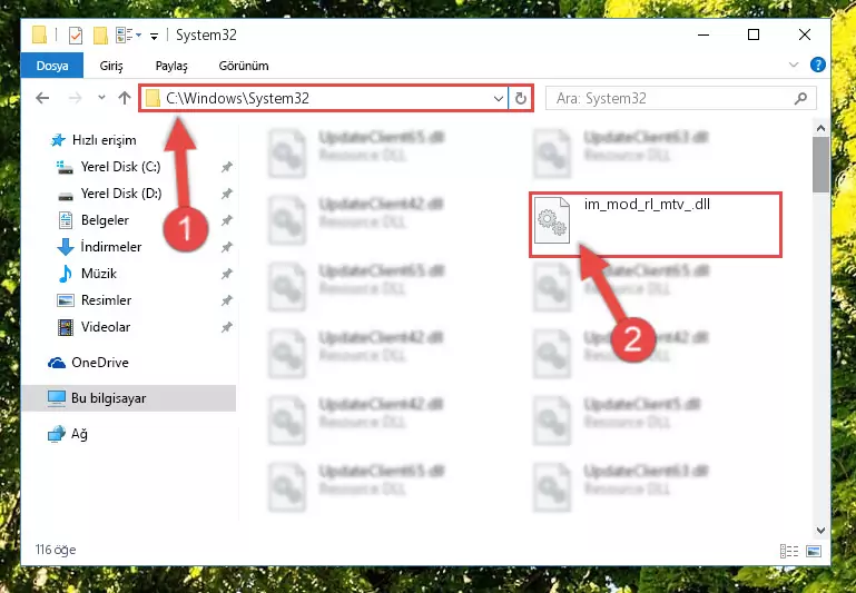 Im_mod_rl_mtv_.dll kütüphanesini Windows/System32 klasörüne yapıştırma