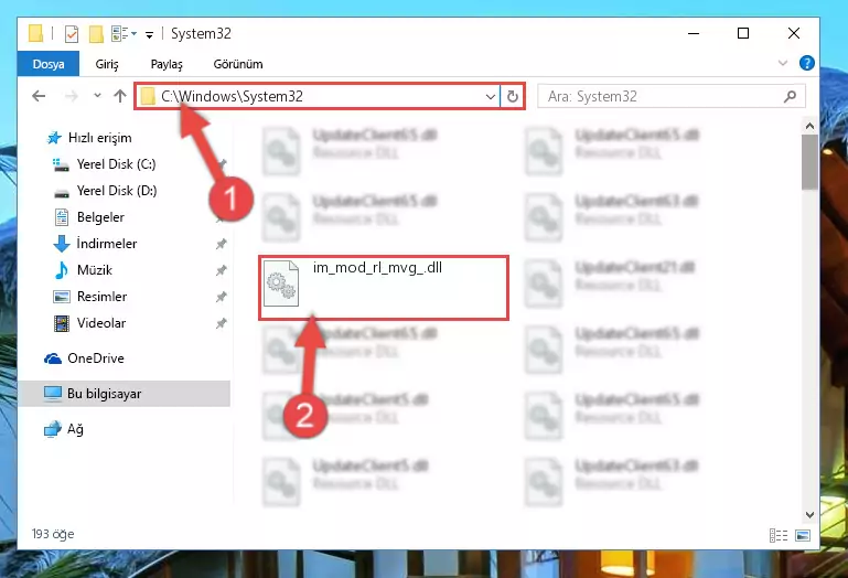 Im_mod_rl_mvg_.dll kütüphanesini Windows/sysWOW64 klasörüne yapıştırma