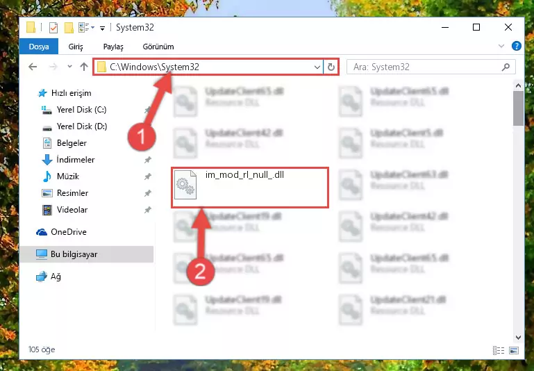 Im_mod_rl_null_.dll dosyasını Windows/sysWOW64 dizinine yapıştırma