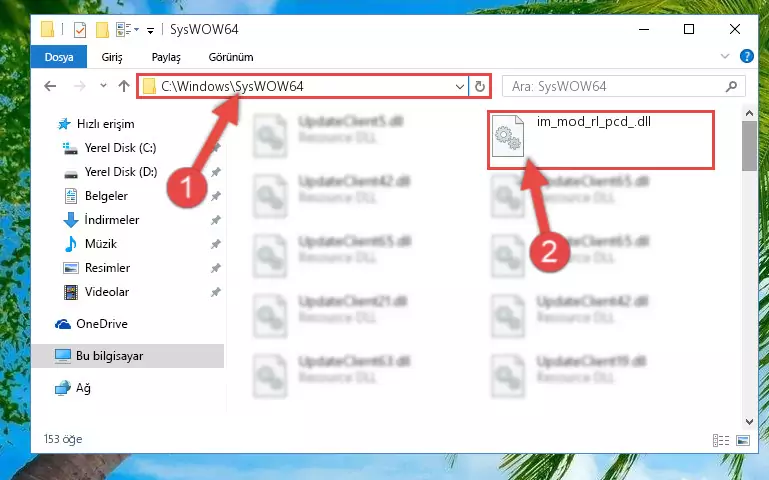 Im_mod_rl_pcd_.dll kütüphanesini Windows/sysWOW64 klasörüne yapıştırma