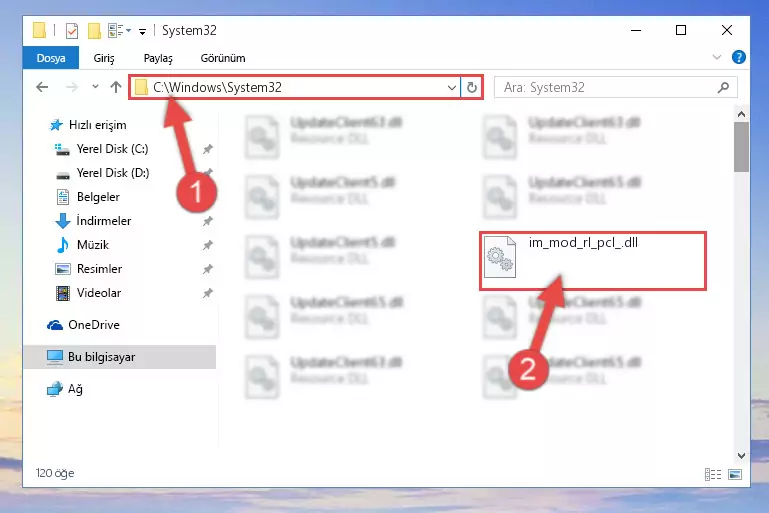 Im_mod_rl_pcl_.dll kütüphanesini Windows/sysWOW64 klasörüne yapıştırma