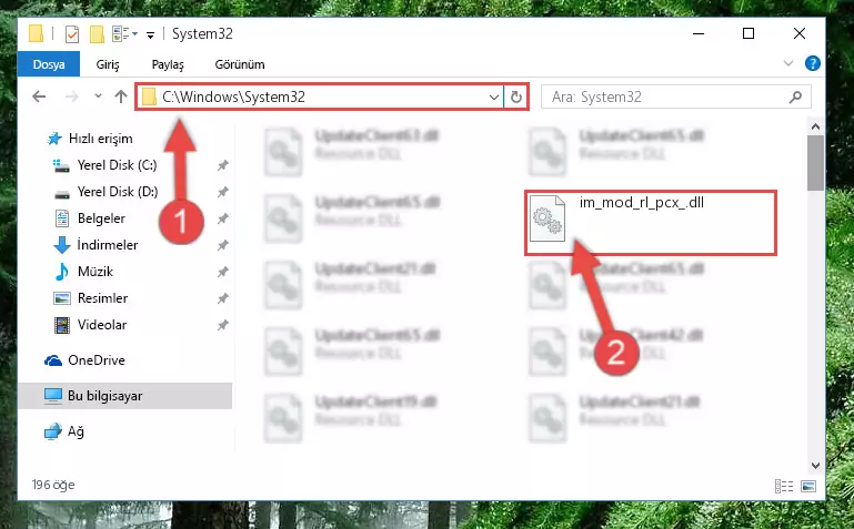 Im_mod_rl_pcx_.dll kütüphanesini Windows/System32 klasörüne kopyalama