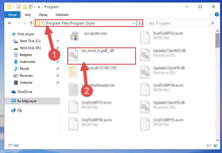 Im_mod_rl_pdf_.dll dosyasını seçili hale getirme