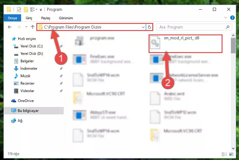 Im_mod_rl_pict_.dll dosyasının hasarlı kaydını sistemden kaldırma (64 Bit için)