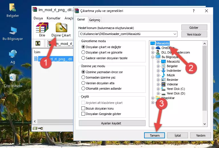 Im_mod_rl_png_.dll kütüphanesini Windows/System32 klasörüne yapıştırma