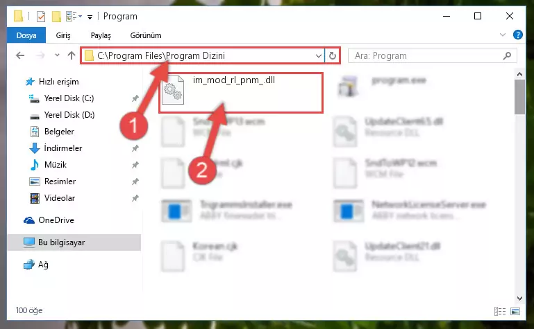 Im_mod_rl_pnm_.dll dosyasını seçme