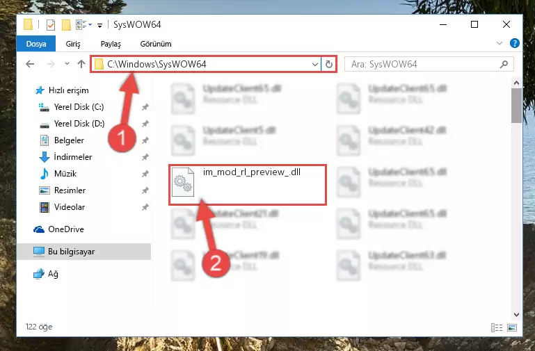 Im_mod_rl_preview_.dll dosyasını Windows/sysWOW64 dizinine yapıştırma