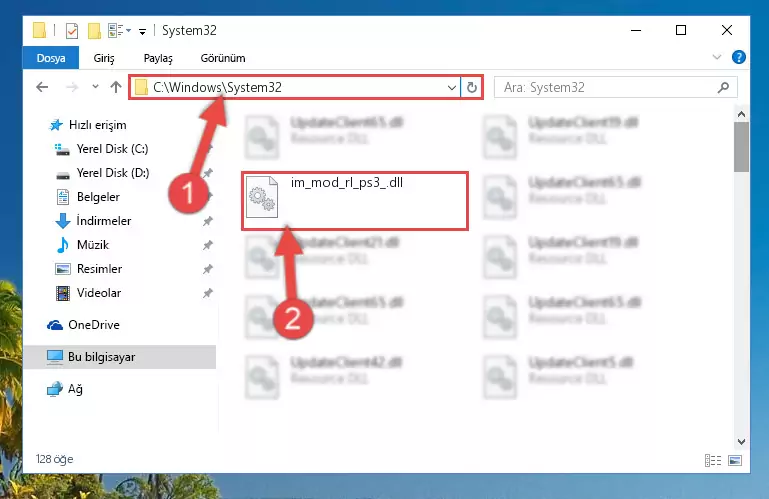 Im_mod_rl_ps3_.dll kütüphanesini Windows/System32 klasörüne yapıştırma