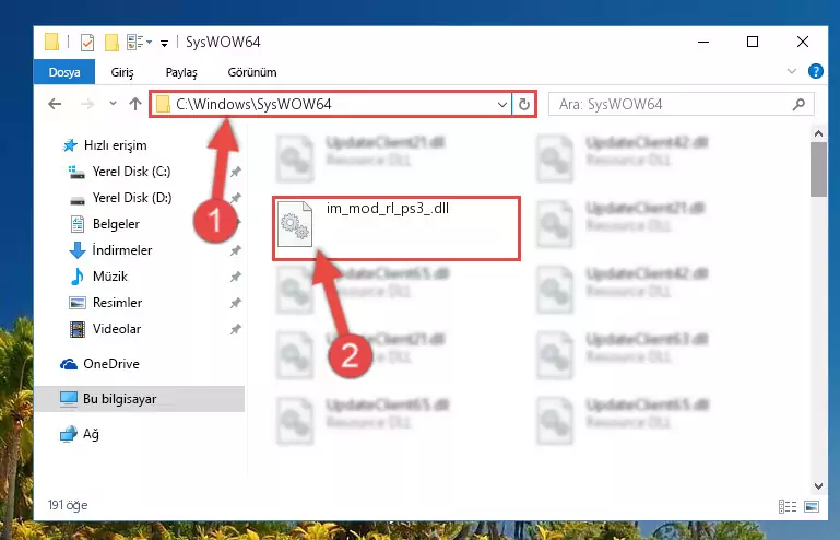 Im_mod_rl_ps3_.dll kütüphanesini Windows/sysWOW64 klasörüne yapıştırma