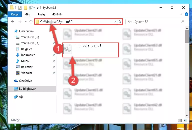 Im_mod_rl_ps_.dll dosyasını Windows/System32 dizinine kopyalama