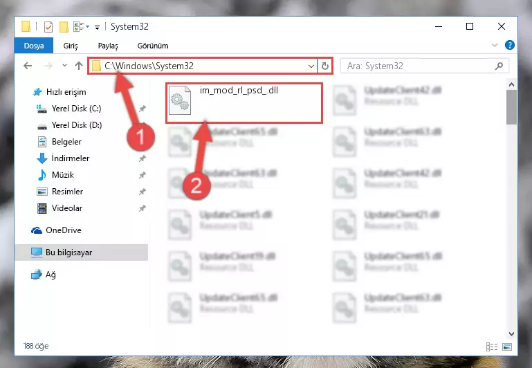 Im_mod_rl_psd_.dll dosyasını Windows/System32 dizinine yapıştırma