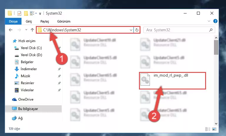 Im_mod_rl_pwp_.dll dosyasını Windows/System32 dizinine yapıştırma