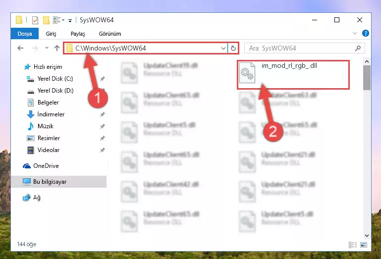 Im_mod_rl_rgb_.dll dosyasını Windows/sysWOW64 dizinine yapıştırma