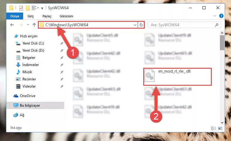 Im_mod_rl_rle_.dll dosyasını Windows/sysWOW64 dizinine yapıştırma
