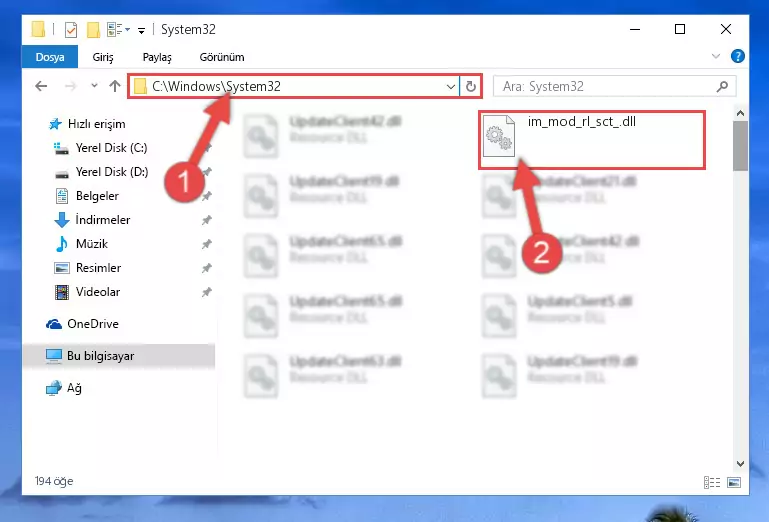 Im_mod_rl_sct_.dll kütüphanesini Windows/sysWOW64 klasörüne kopyalama