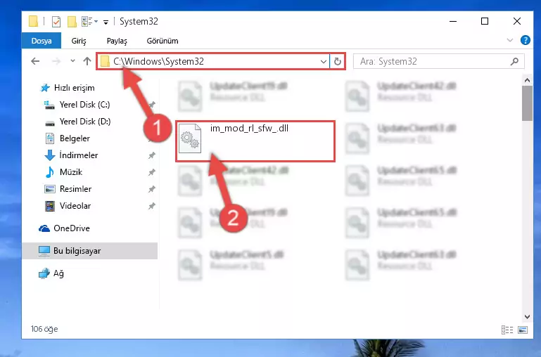 Im_mod_rl_sfw_.dll kütüphanesini Windows/sysWOW64 klasörüne yapıştırma