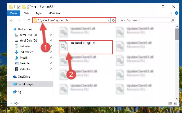 Im_mod_rl_sgi_.dll kütüphanesini Windows/System32 klasörüne yapıştırma