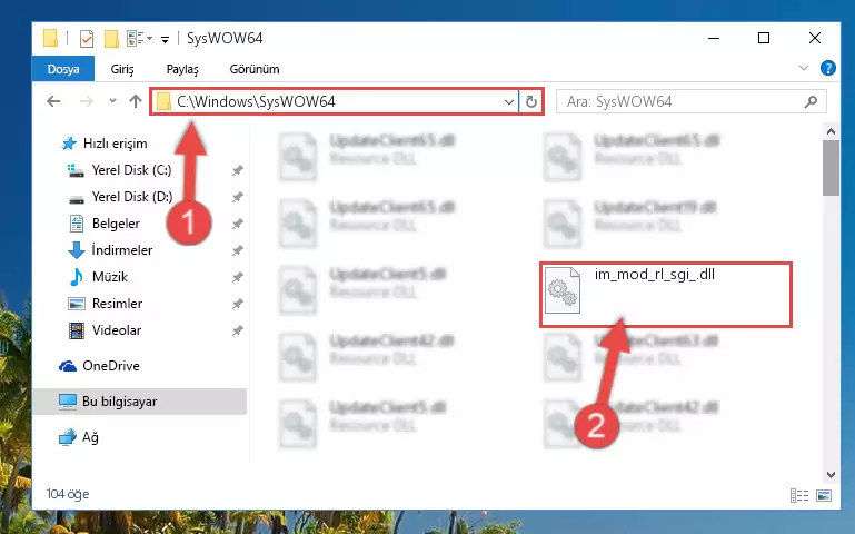 Im_mod_rl_sgi_.dll kütüphanesini Windows/sysWOW64 klasörüne yapıştırma