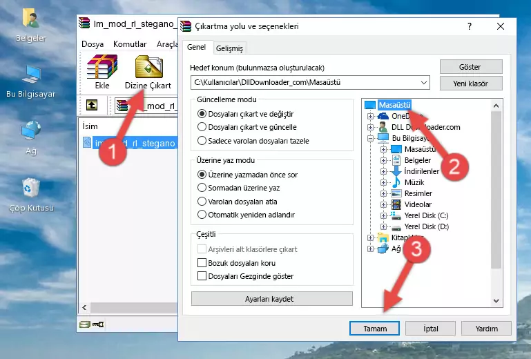 Im_mod_rl_stegano_.dll kütüphanesini Windows/System32 klasörüne yapıştırma