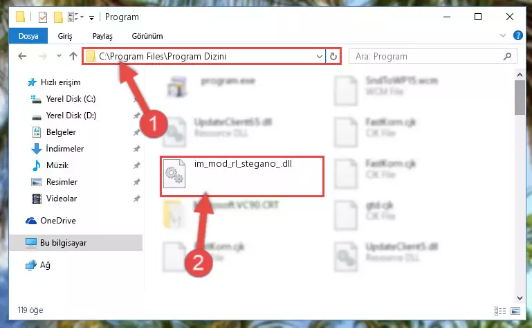 Im_mod_rl_stegano_.dll kütüphanesini seçme