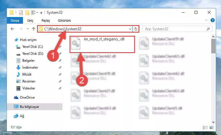 Im_mod_rl_stegano_.dll kütüphanesini Windows/sysWOW64 klasörüne kopyalama