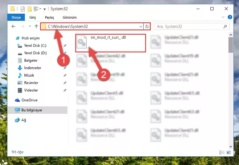 Im_mod_rl_sun_.dll dosyasını Windows/System32 dizinine yapıştırma